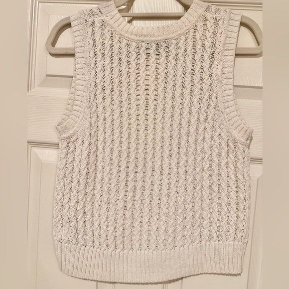 Gap Cream/White Cable Knit Sleeveless Sweater Vest – Size Small Petite - Picture 3 of 4